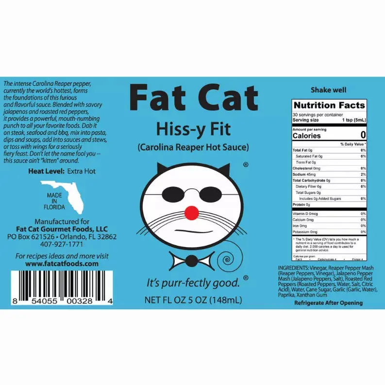 Hiss-y Fit Carolina Reaper Sauce Fat Cat Gourmet Hot Sauces