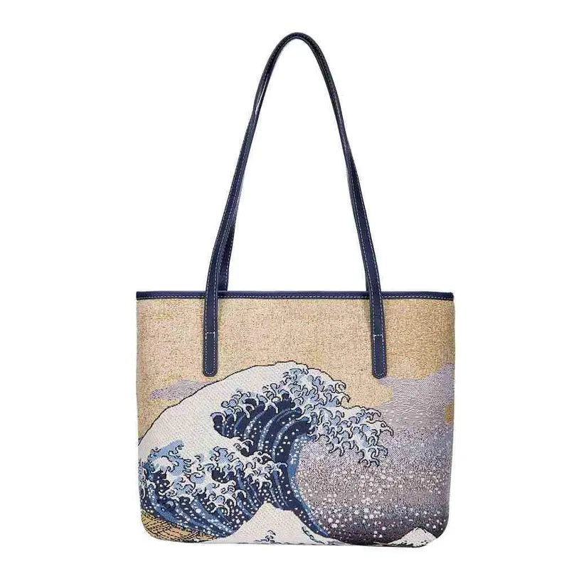 Hokusai Great Wave Off Kanagawa College/Shoulder Tote Bag Signare USA