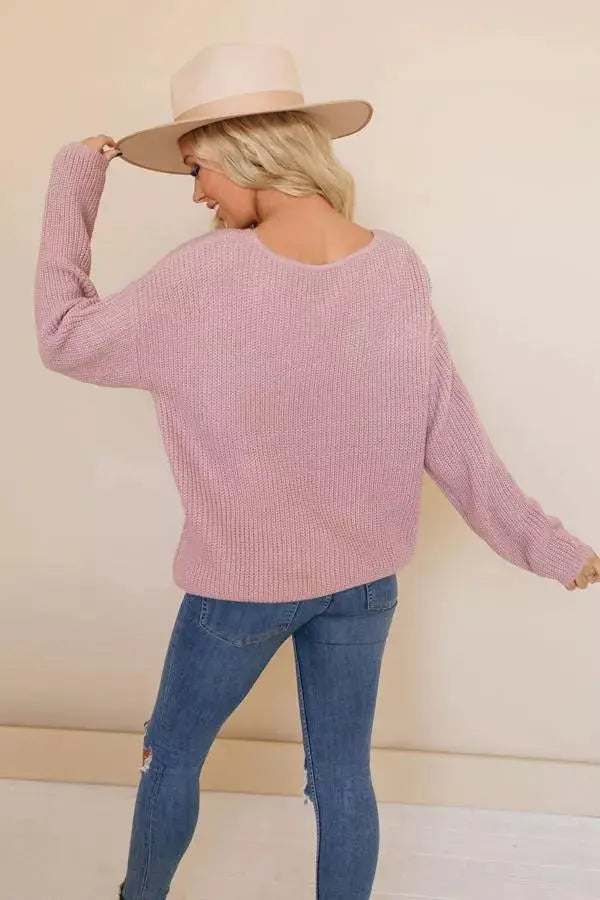 Home Again Knitted Tie Sweater Stay Warm in Style