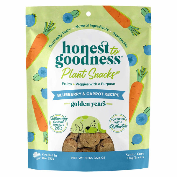 Honest To Goodness Plant Snacks Golden Years Blueberry & Carrot Recipe Dog Treats 8oz Honest To Goodness