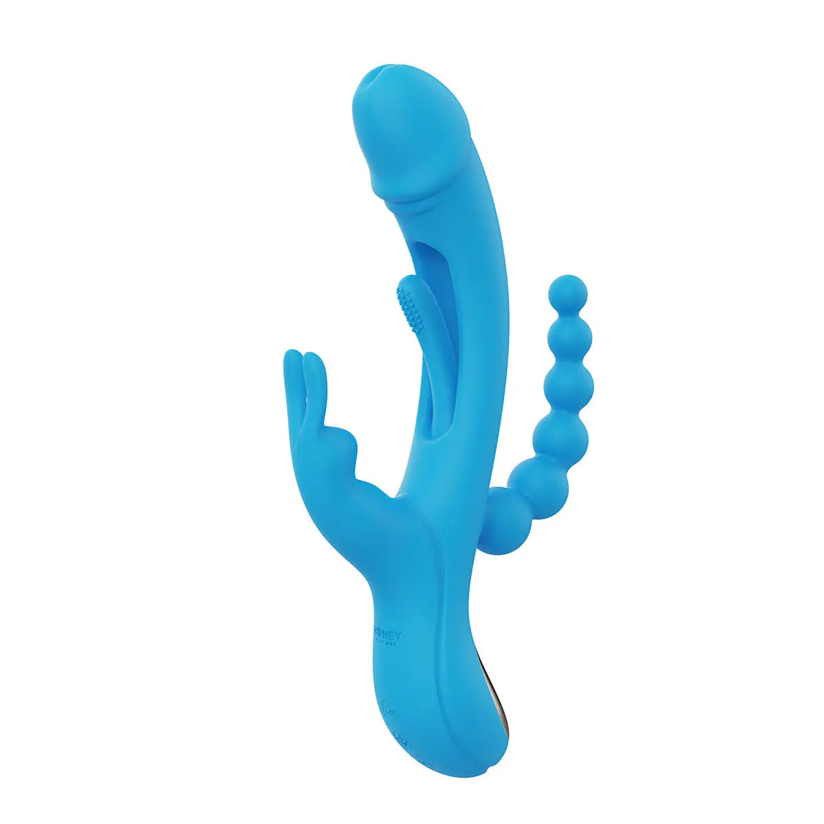 Honey Play Box Trilux Kinky Finger Rabbit Vibrator with Anal Beads Blue Honey Play Box