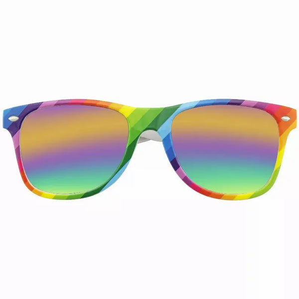 Horned Rim Retro 80s Party Festival Rainbow Mirrored Sunglasses Sunglass Memphis