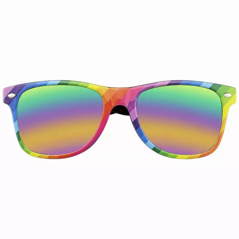 Horned Rim Retro 80s Party Festival Rainbow Mirrored Sunglasses with  Case Sunglass Memphis