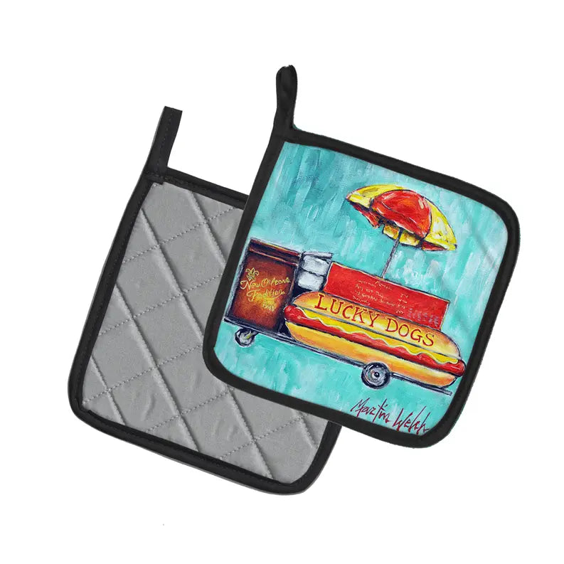 Hot Dog Cart Pair of Pot Holders Caroline's Treasures