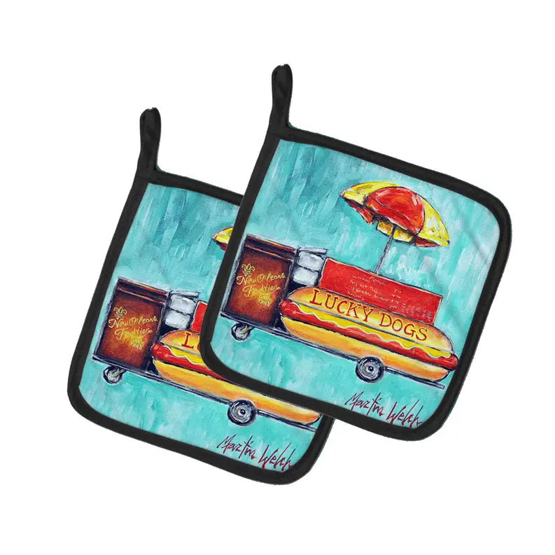 Hot Dog Cart Pair of Pot Holders Caroline's Treasures