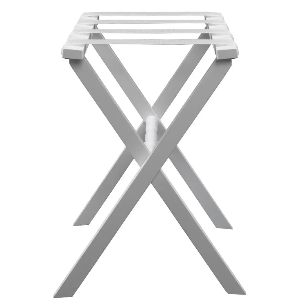 Hotel White Finish Wood Folding Luggage Rack With White Straps Homeroots Organization