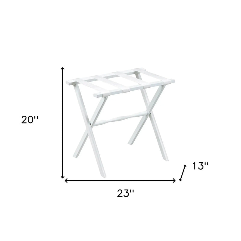 Hotel White Finish Wood Folding Luggage Rack With White Straps Homeroots Organization