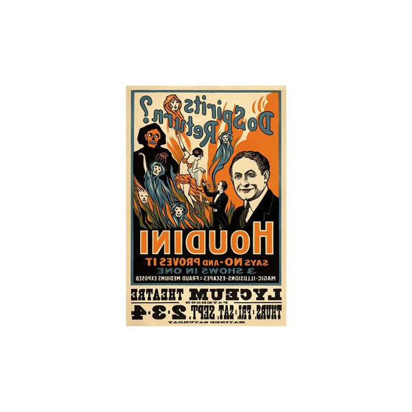 Houdini Spirits Vintage Magic Unframed Print Wall Art - GreatEagleInc