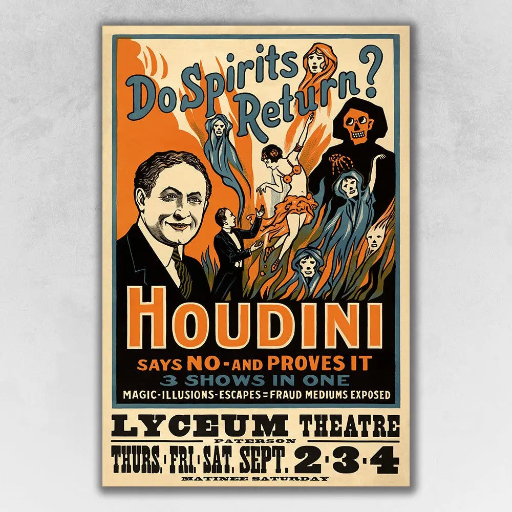 Houdini Spirits Vintage Magic Unframed Print Wall Art - GreatEagleInc