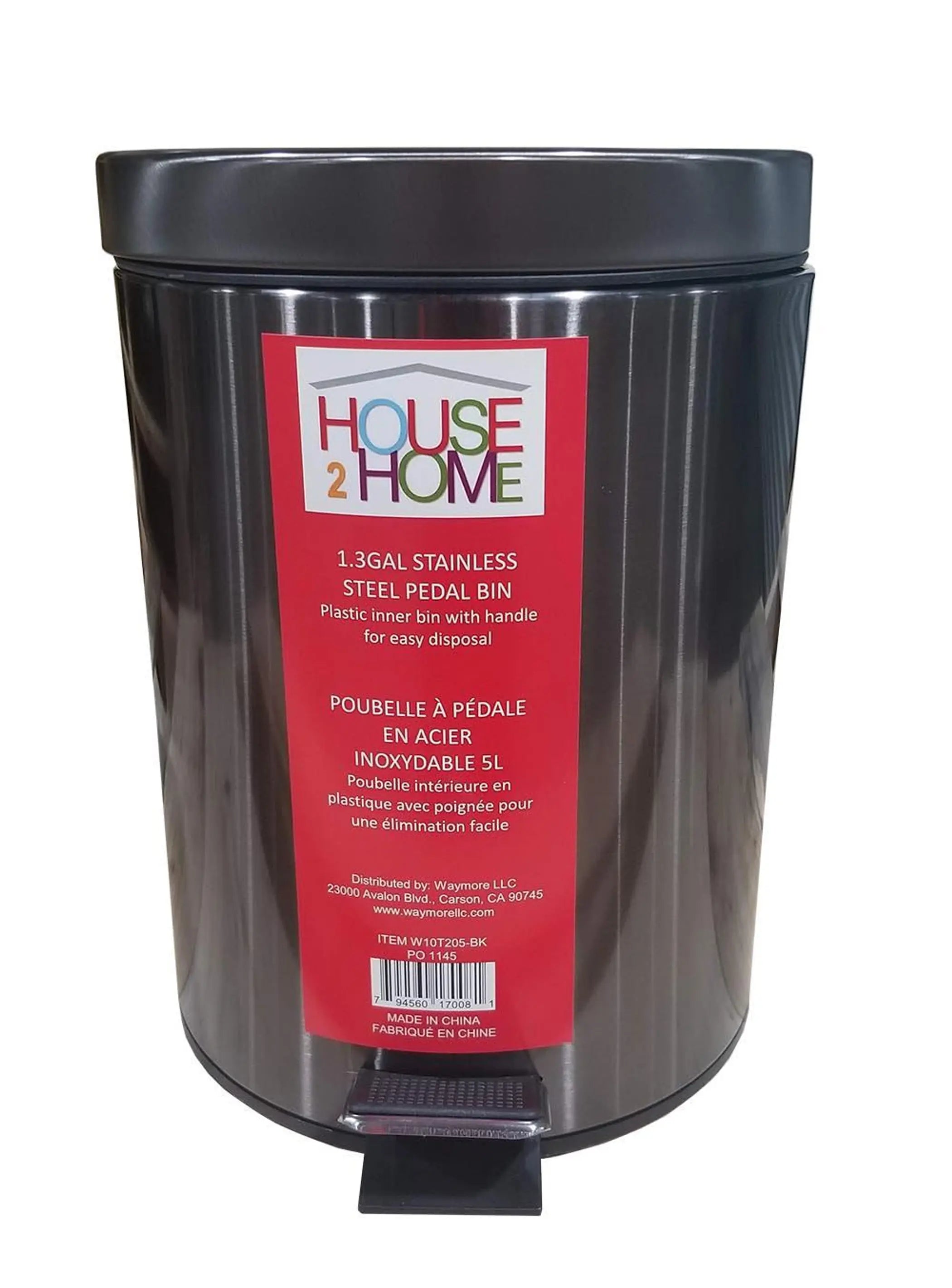 House 2 Home 5 L Stainless Steel Pedal Waste Bin Waymore LLC