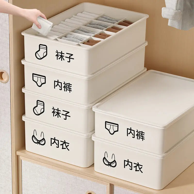 Household Intimates and Socks Storage Box Plastic Cosmetics Organizer Storage Intimates Bra Intimates Compartment Storage Box GreatEagleInc