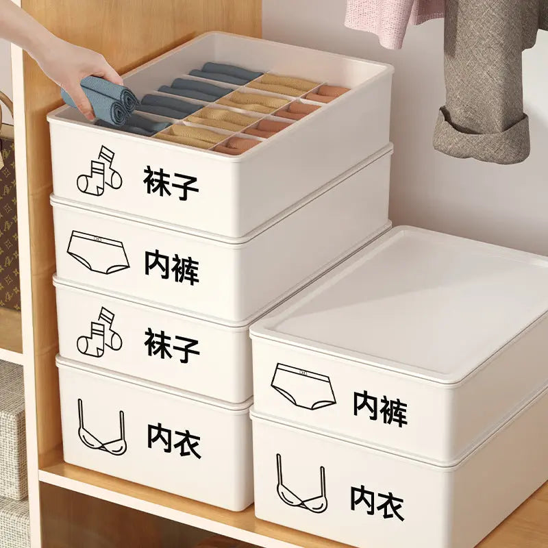 Household Intimates and Socks Storage Box Plastic Cosmetics Organizer Storage Intimates Bra Intimates Compartment Storage Box GreatEagleInc