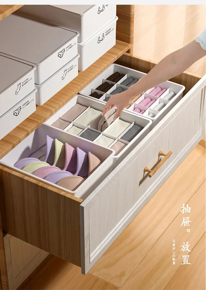 Household Intimates and Socks Storage Box Plastic Cosmetics Organizer Storage Intimates Bra Intimates Compartment Storage Box GreatEagleInc