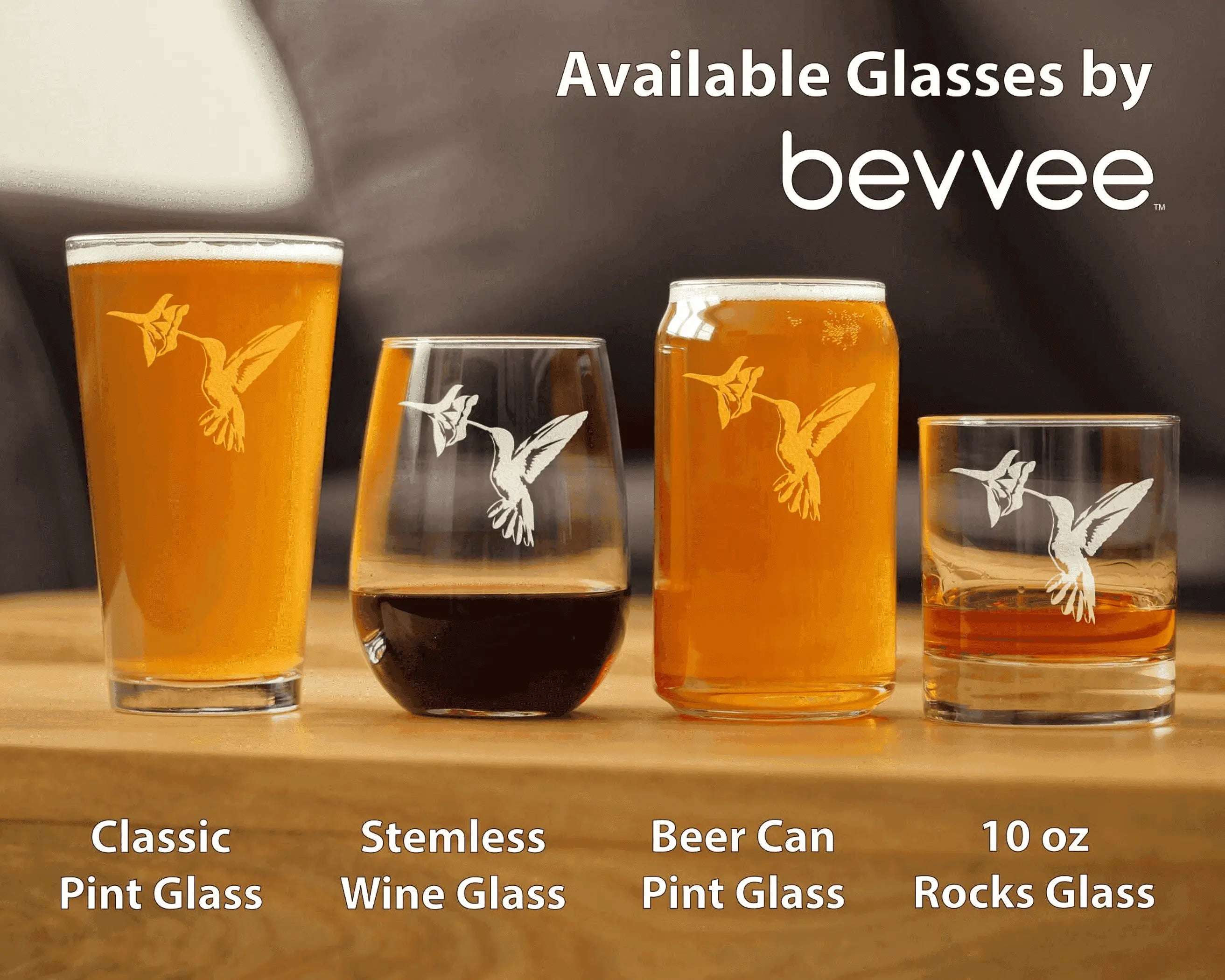 Hummingbird Pint Glass for Beer - Bird Nature Gifts Bevvee