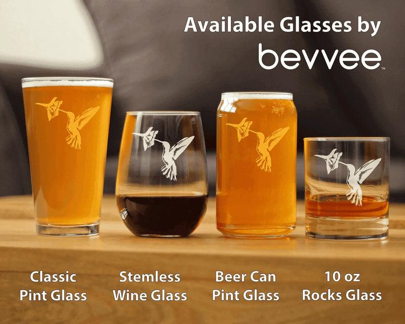 Hummingbird Pint Glass for Beer - Bird Nature Gifts Bevvee