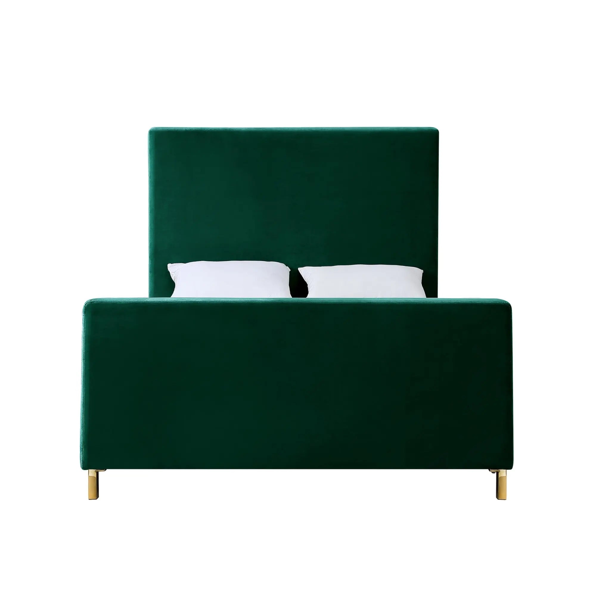Hunter Green Solid Wood Queen Upholstered Velvet Bed Homeroots Bed & Bath