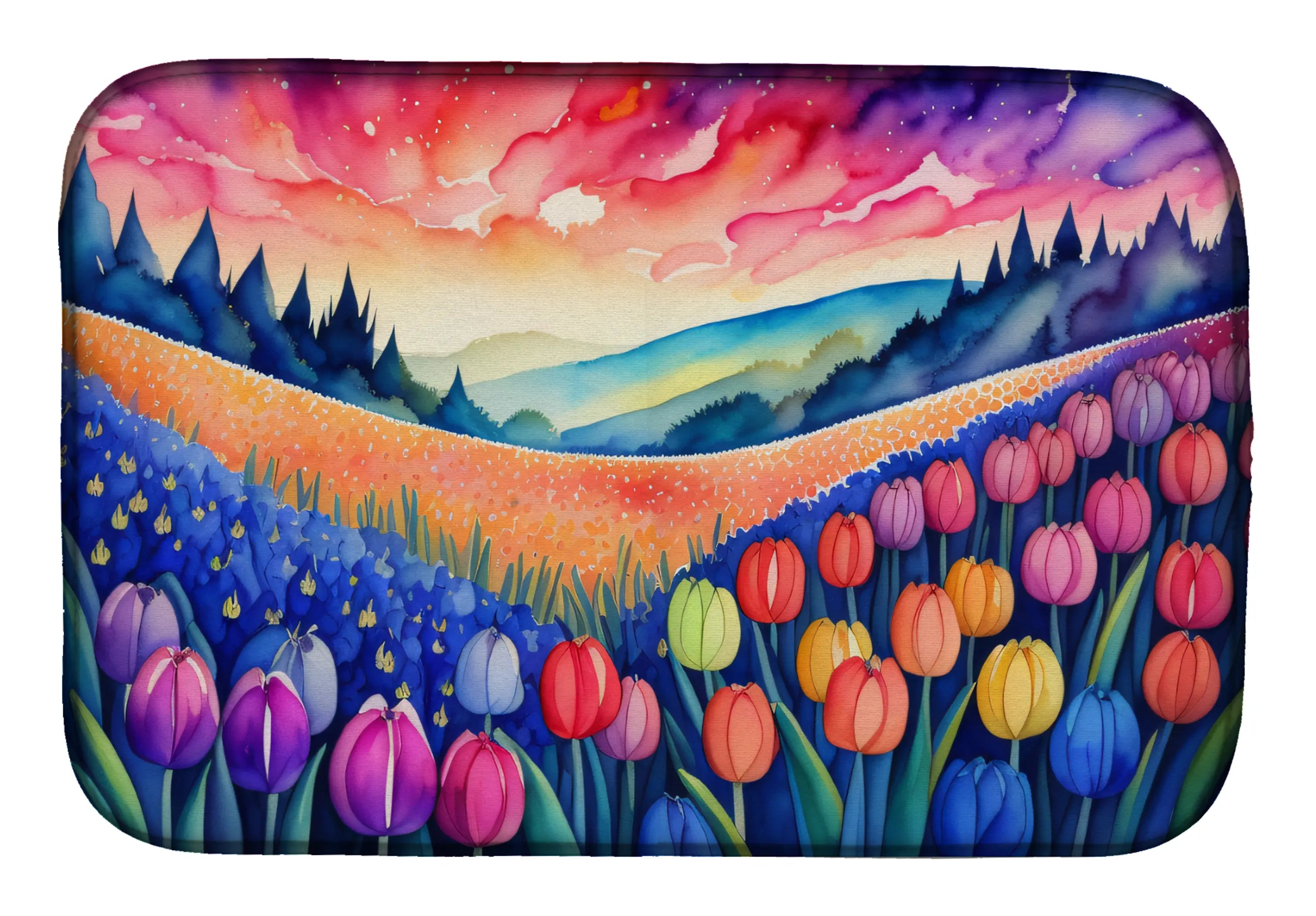 Hyacinths in Color Dish Drying Mat Caroline's Treasures