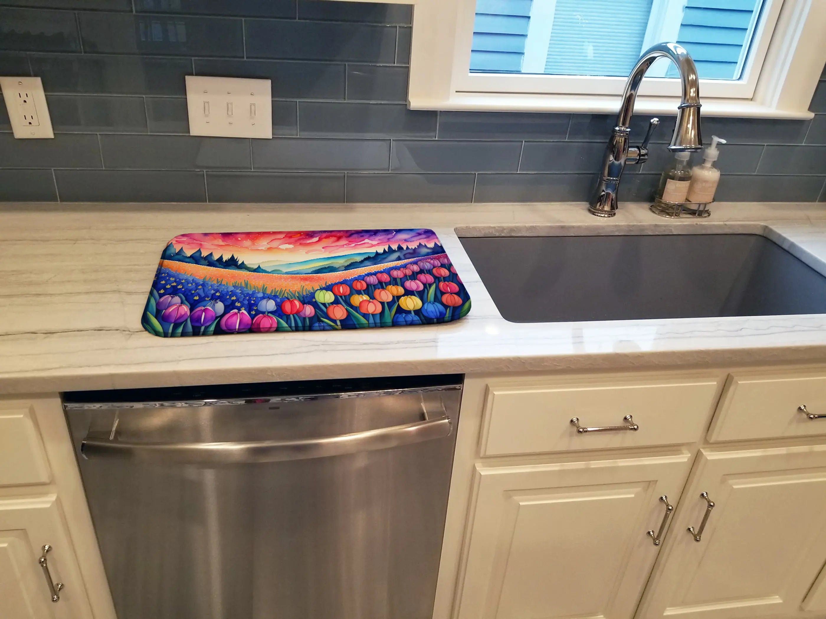Hyacinths in Color Dish Drying Mat Caroline's Treasures