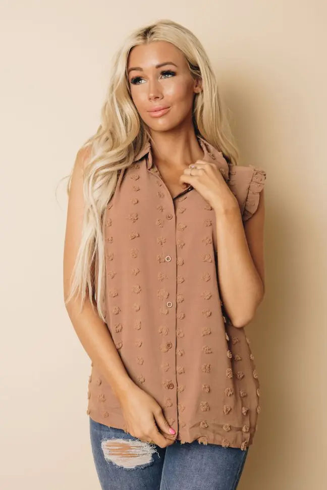 Hyde Collar Ruffle Polka Dot Tank Stay Warm in Style