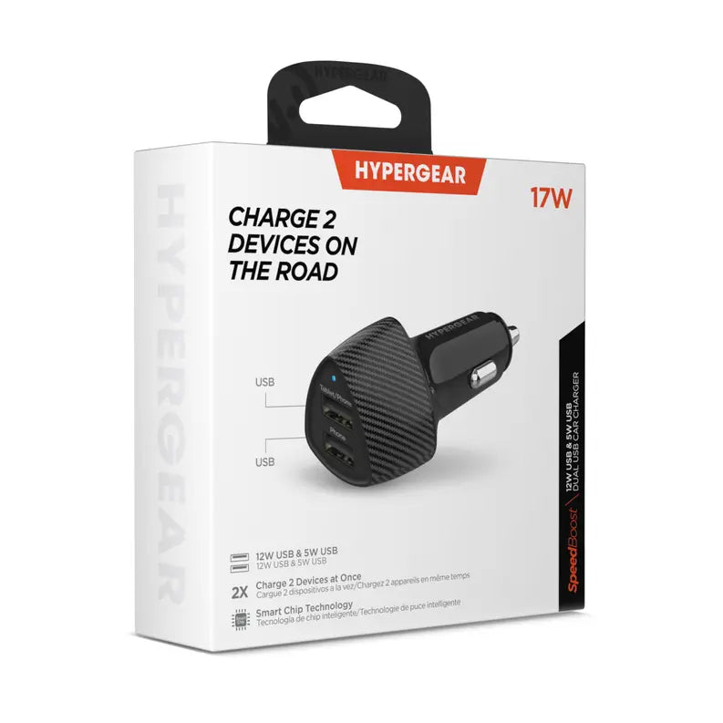 HyperGear SpeedBoost 12W USB + 5W USB Car Charger Hypercel