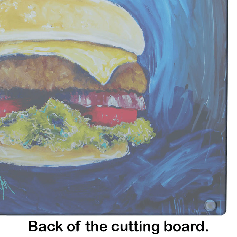 I Want Mine Dressed Hamburger Glass Cutting Board Caroline's Treasures