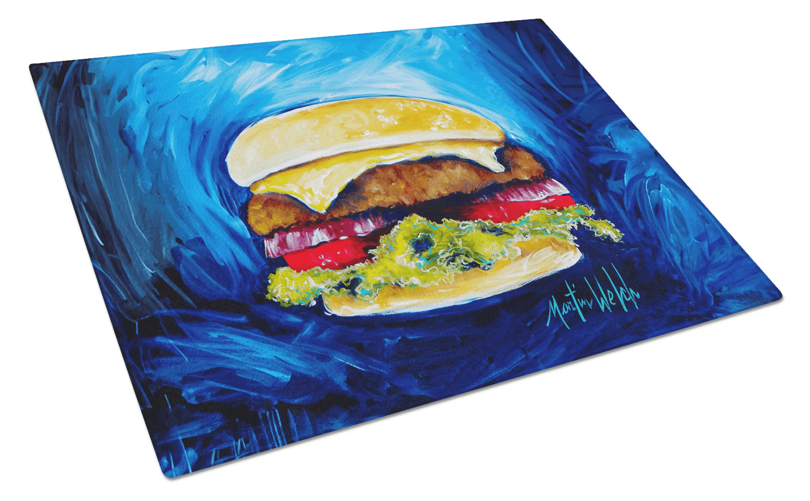 I Want Mine Dressed Hamburger Glass Cutting Board Caroline's Treasures