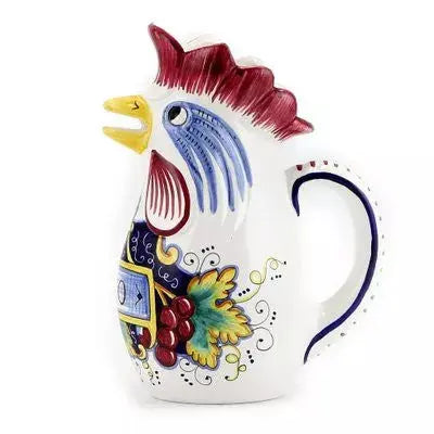 IN VINO VERITAS: Traditional Italian Rooster of Fortune Wine Pitcher Artistica Italian Gallery