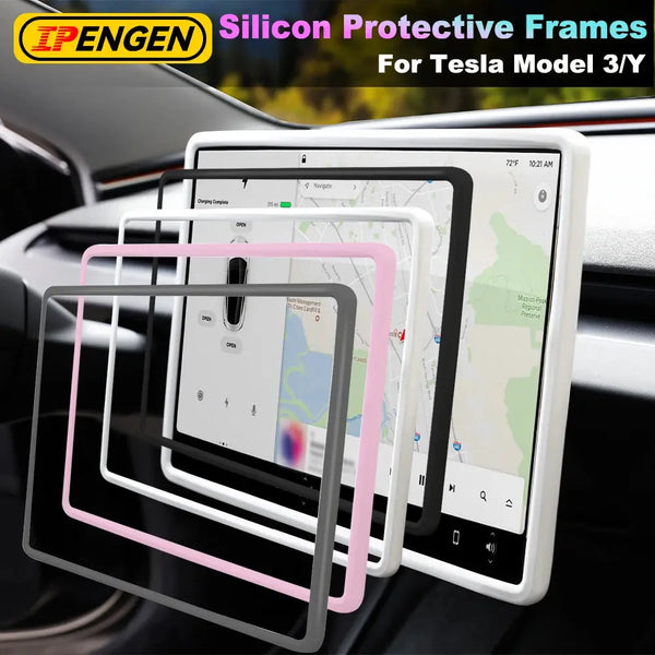 IPENGEN For Tesla Highland Screen Protector Silicone Frame Display Edge Central Control Accessories For Tesla Model 3 Y GreatEagleInc