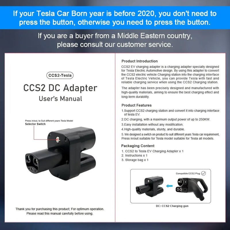 ISIGMA CCS2 To Tesla EV Charger Adapter CCS2 To TPC Convertor 250A Electric Vehicle Charging Adapter Fit For Tesla Electric Car GreatEagleInc