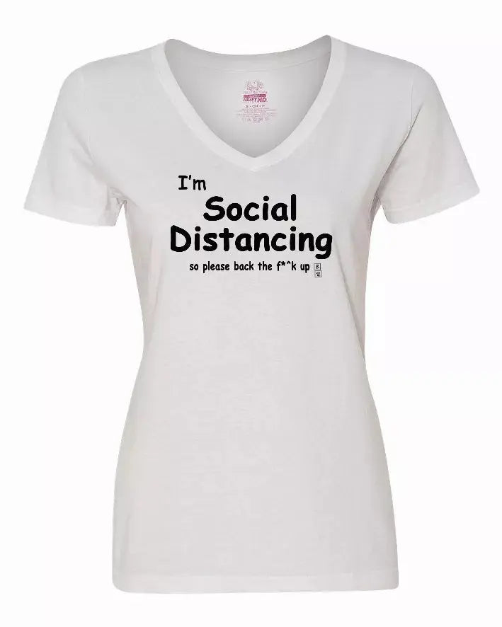 I'm Social Distancing so please back the f**k up shirt Ladies pandemic shirt Large Bad Baby Inc
