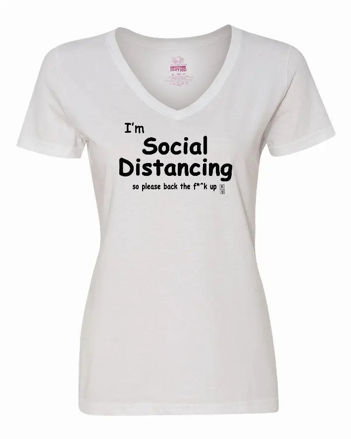 I'm Social Distancing so please back the f**k up shirt Ladies pandemic shirt Large Bad Baby Inc
