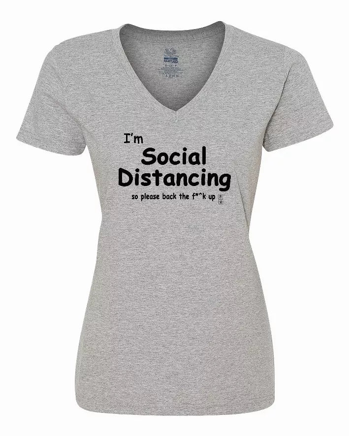 I'm Social Distancing so please back the f**k up shirt Ladies pandemic shirt Medium Bad Baby Inc