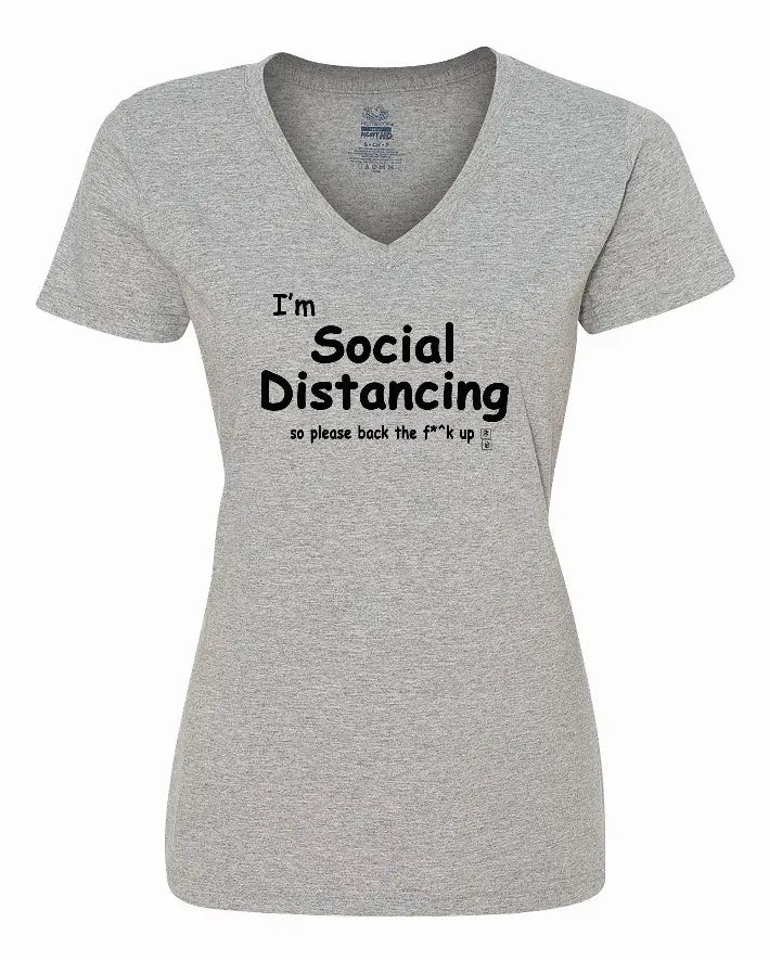I'm Social Distancing so please back the f**k up shirt Ladies pandemic shirt Medium Bad Baby Inc