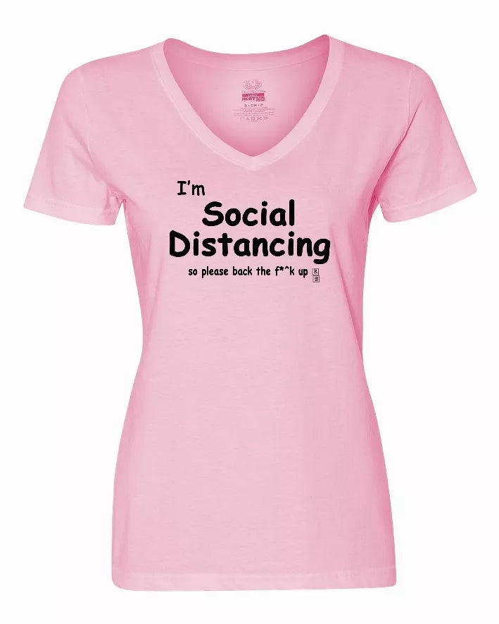 I'm Social Distancing so please back the f**k up shirt Ladies pandemic shirt Medium Bad Baby Inc