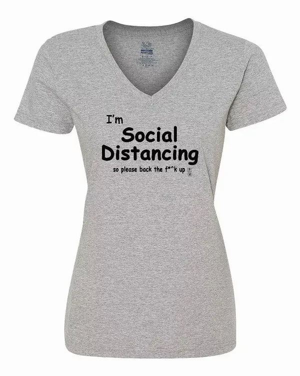 I'm Social Distancing so please back the f**k up shirt Ladies pandemic shirt Small Bad Baby Inc