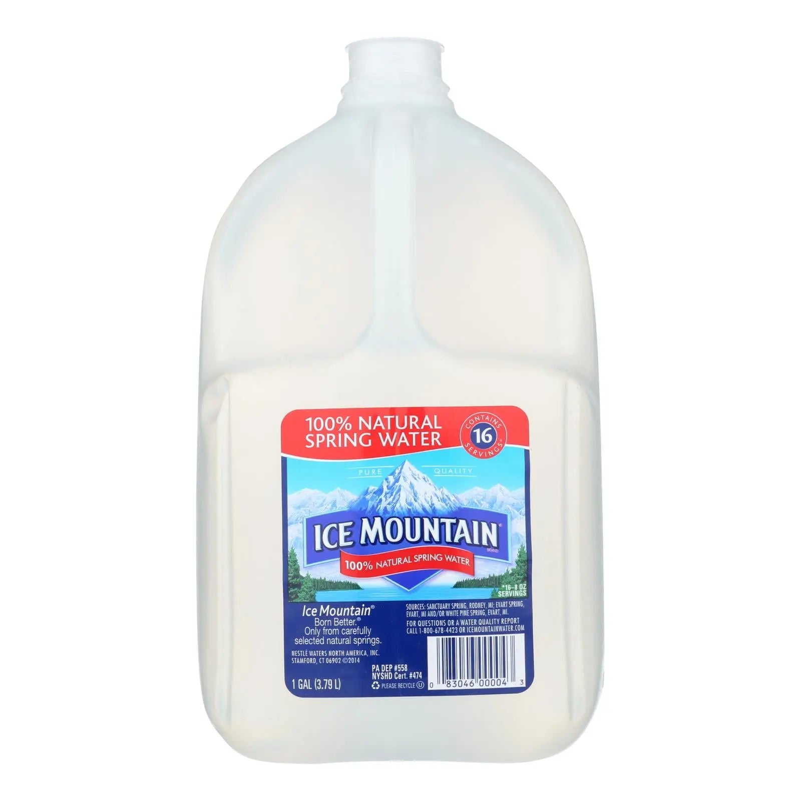 Ice Mountain 100% Natural Spring Water  - Case Of 6 - 1 Gal Ice Mountain