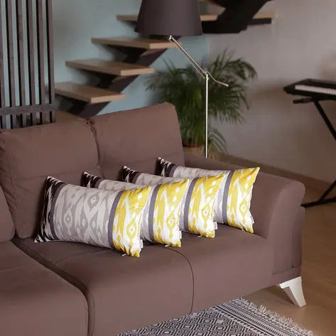 Ikat Set of 4 Lumbar Boho Throw Pillow Covers MIKE & Co. NEW YORK