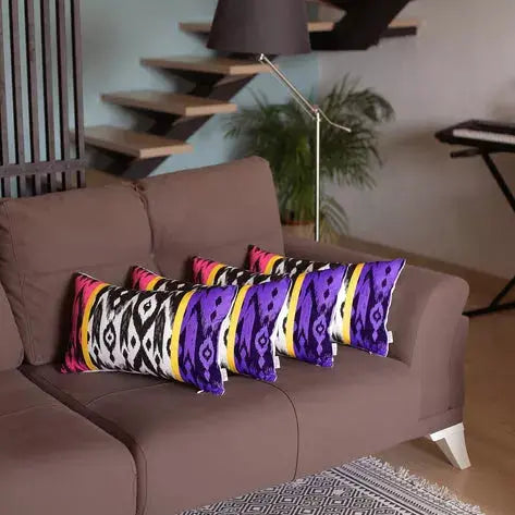 Ikat Set of 4 Lumbar Boho Throw Pillow Covers MIKE & Co. NEW YORK
