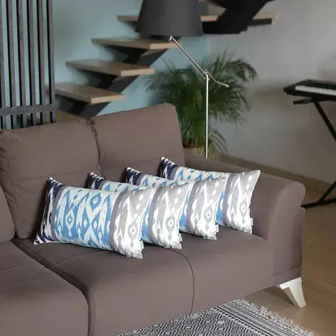 Ikat Set of 4 Lumbar Boho Throw Pillow Covers MIKE & Co. NEW YORK