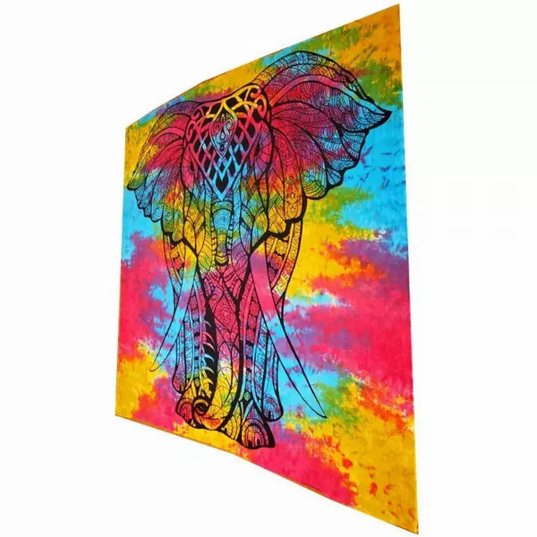 Indian Bohemian Elephant Tapestry Full Size Psychedelic Wall Hanging Decoration Wild Lotus
