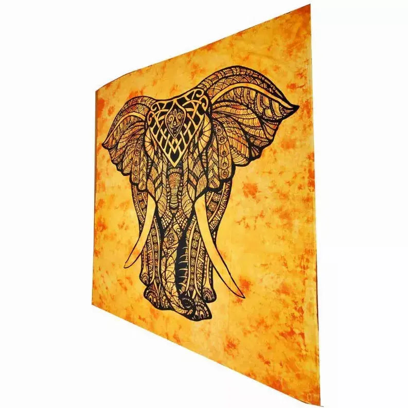 Indian Bohemian Elephant Tapestry Full Size Psychedelic Wall Hanging Decoration Wild Lotus