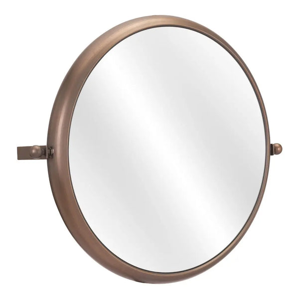 Industrial Gold Round Mirror - GreatEagleInc