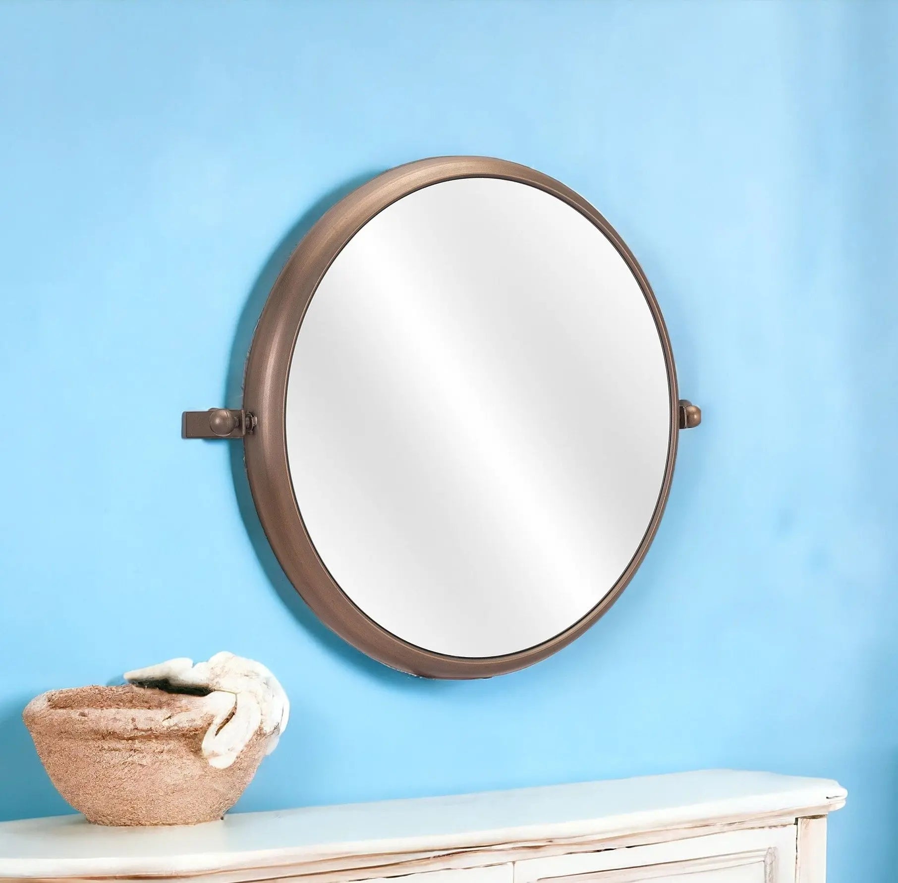 Industrial Gold Round Mirror - GreatEagleInc