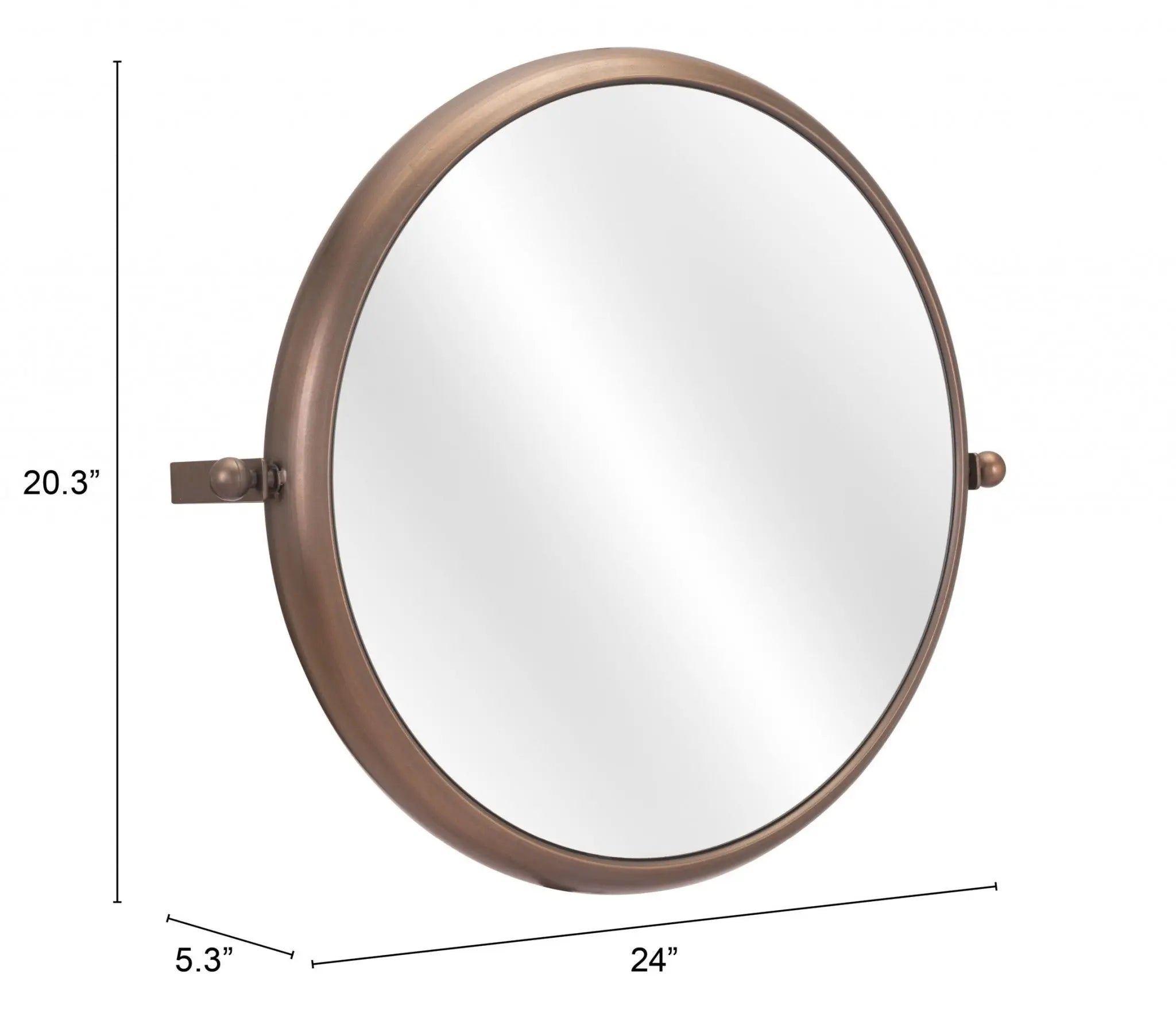 Industrial Gold Round Mirror - GreatEagleInc