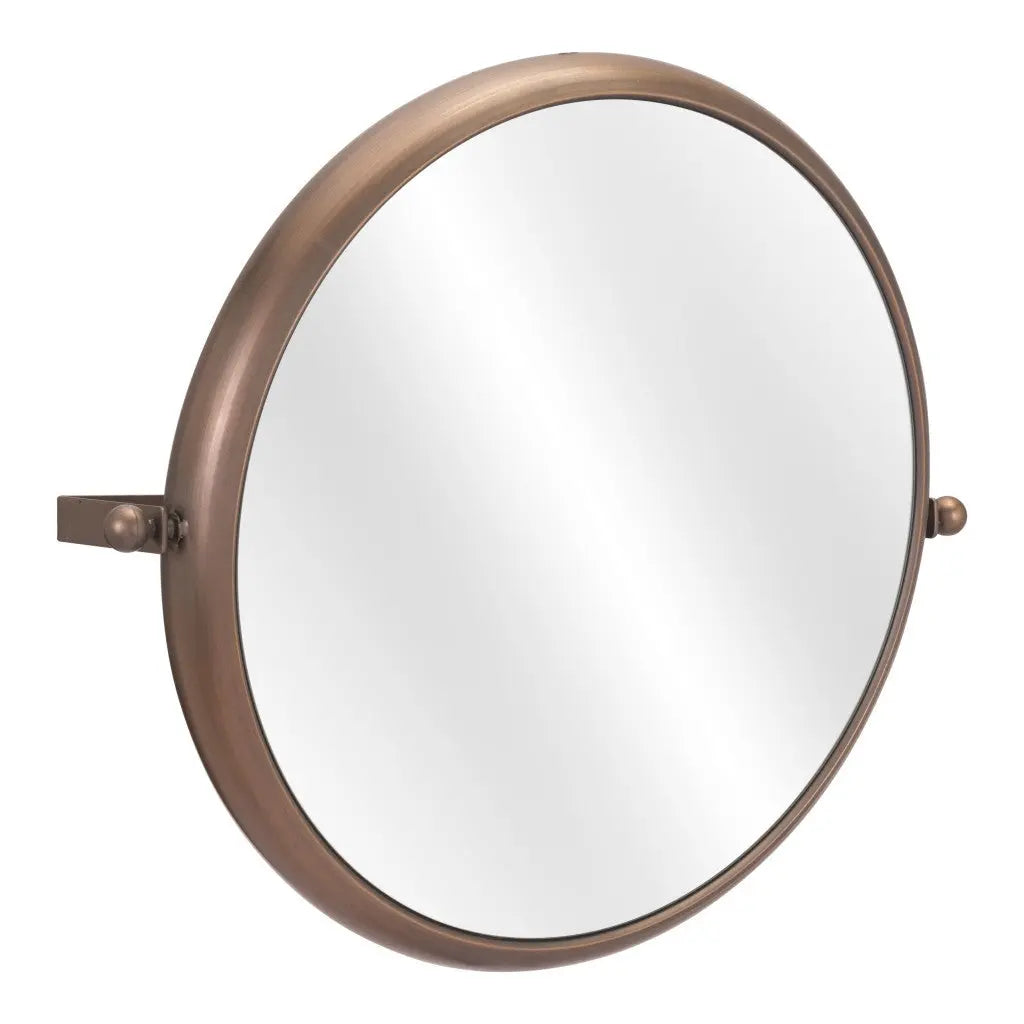 Industrial Gold Round Mirror - GreatEagleInc