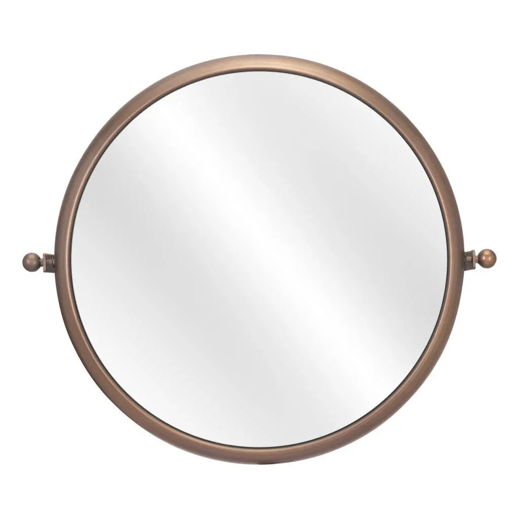 Industrial Gold Round Mirror - GreatEagleInc