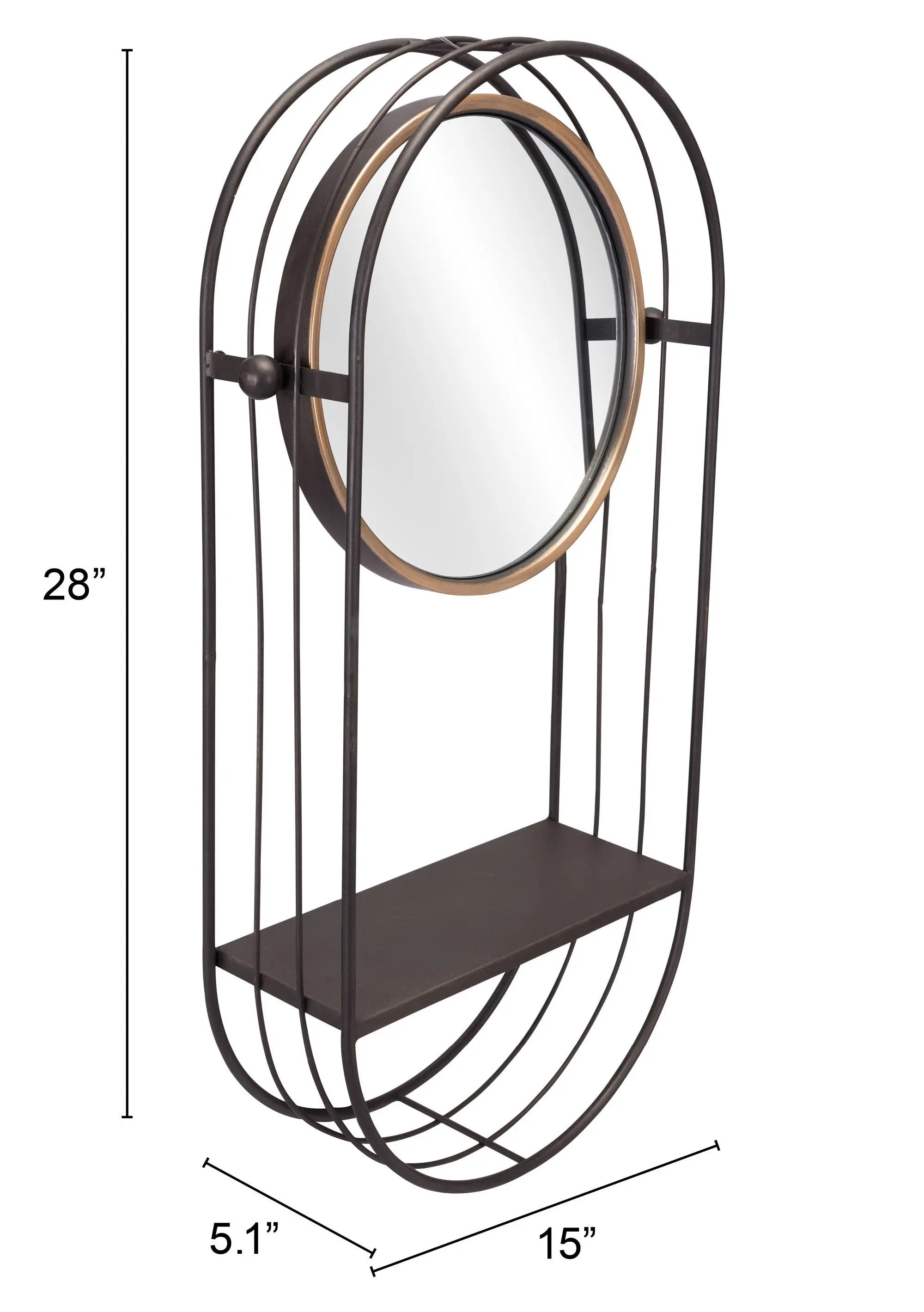 Industrial Gray Mirror Shelf - GreatEagleInc