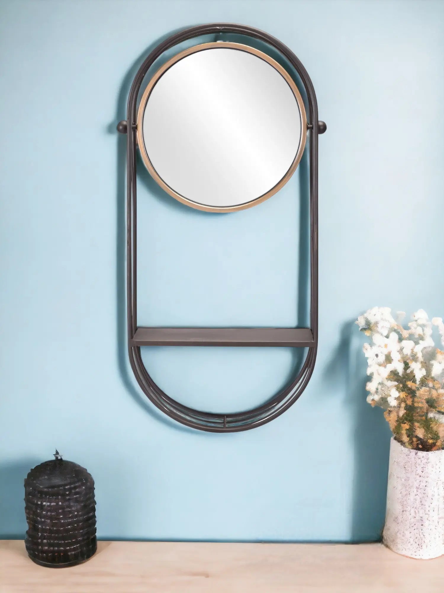 Industrial Gray Mirror Shelf - GreatEagleInc