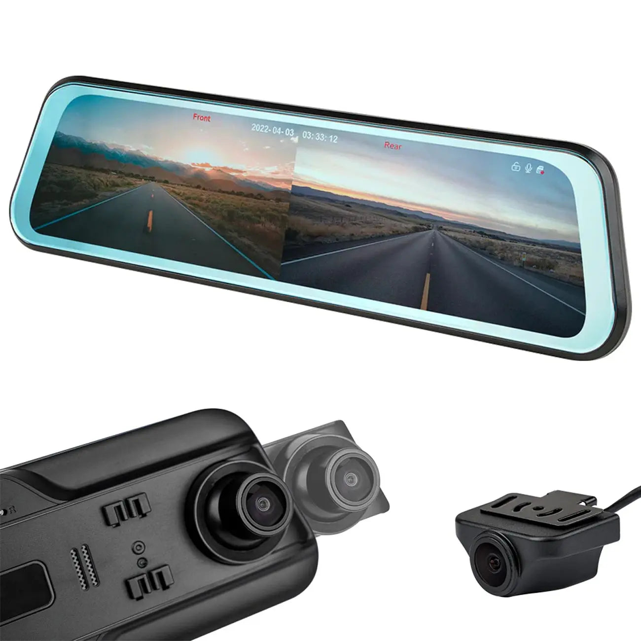 Installation Solution Mirror With Front/rear View Camera With 9.66" Monitor And Dvr Nippon