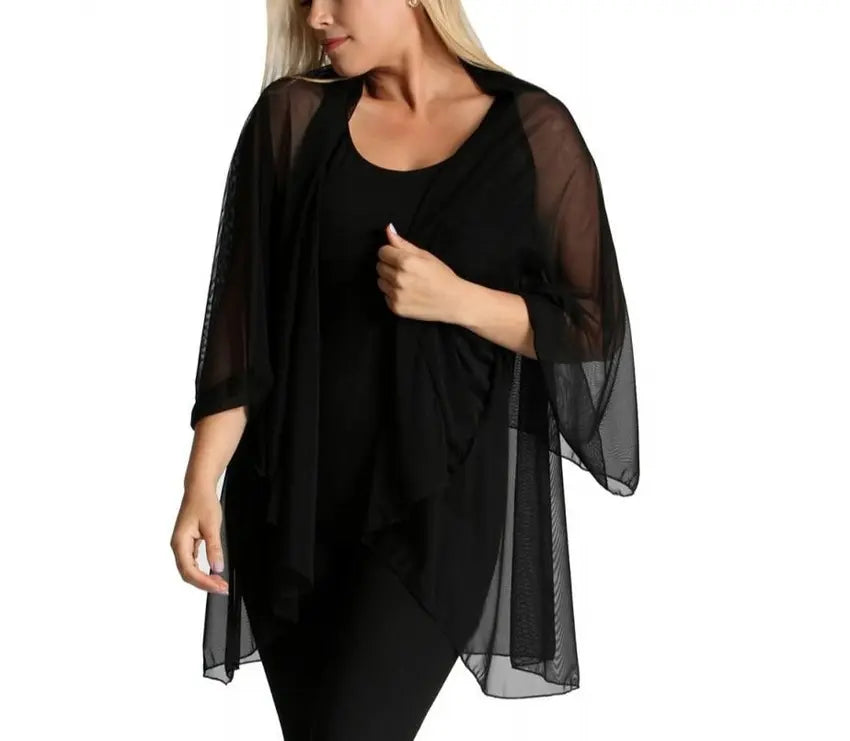 InstantFigure InstaWrap Sheer Mesh Long Shawl Coverup InstantFigure